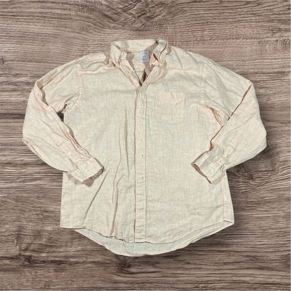Brooks Brothers Orange Regular Fit Button‎ Up Dress Shirt Shirt Mens 16-2/3 346